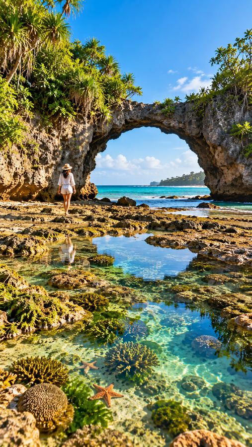 Natural rock arch on Neil Island beach, Andaman